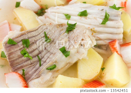 boiled fish with potato and parsley boiled fish with potato and parsley 13542451