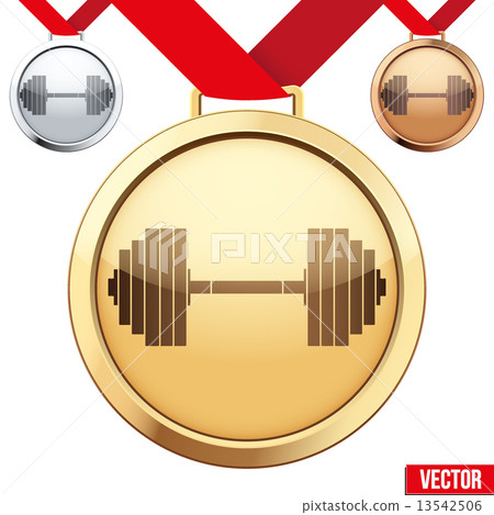 Gold Medal with the symbol of a gym inside Gold Medal with the symbol of a gym inside 13542506