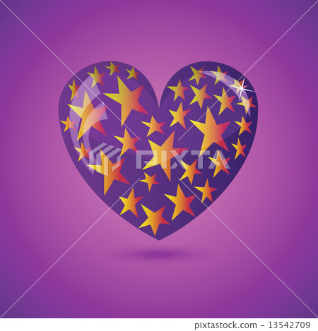 Vector Illustration - Glass Heart With Stars Vector Illustration - Glass Heart With Stars 13542709