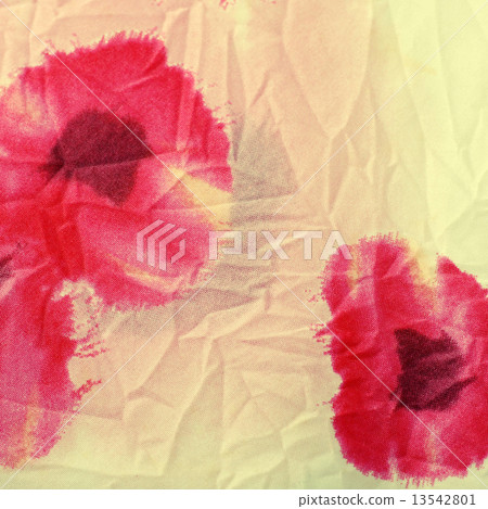 floral crumpled fabric with red poppies . 13542801