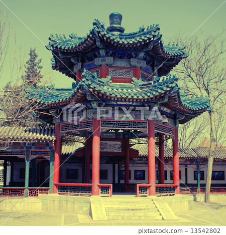 ancient pavilion , Beijing ,China, instagram effect 13542802