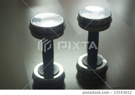 Dumbbell gym metal weights in gym health club 13543652