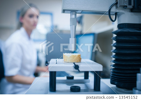 Food scientist using technology to analyse bread Food scientist using technology to analyse bread 13545152