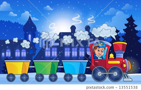 Winter town with train Winter town with train 13551538