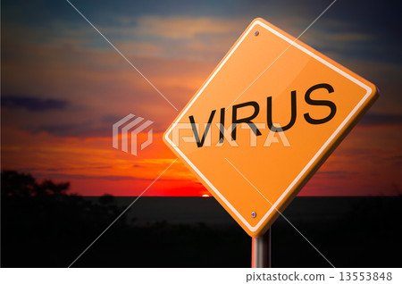 Virus on Warning Road Sign. 13553848