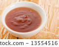 Sweet Chili Sauce - Asian style sweet chili sauce on a crackled orange background. 13554516