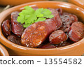 Chorizo al Vino (Spicy sausage cooked in red wine). Tapas.  13554582