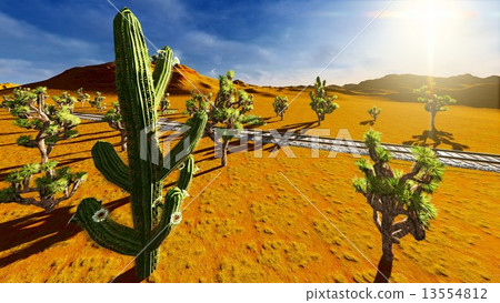 Joshua trees and railroad 13554812