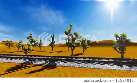 Joshua trees and railroad 13554813