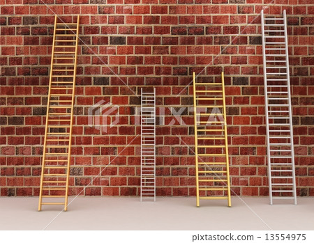 Aged brick wall with stairs 13554975