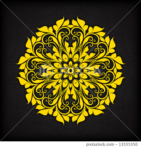 Abstract vector circle floral ornamental border. Lace pattern design. White ornament on blue backgro Abstract vector circle floral ornamental border. Lace pattern design. White ornament on blue backgro 13555350