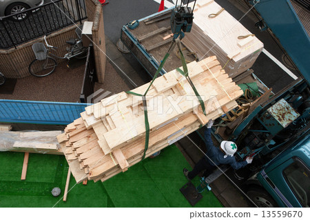 The upper building of wooden houses 13559670