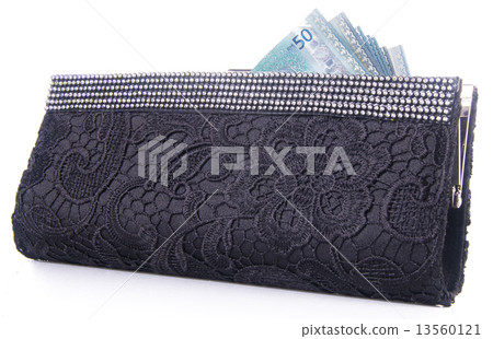wallet. woman wallet with money on a background 13560121