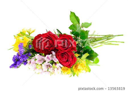 Colorful Flowers Bouquet Isolated on White Background. 13563819