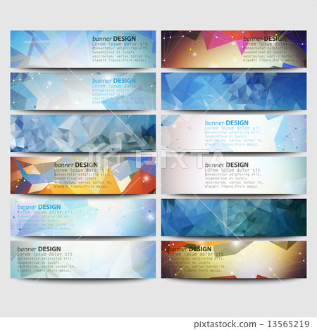 Big colored abstract banners set. Conceptual triangle design vector templates. Big colored abstract banners set. Conceptual triangle design vector templates. 13565219
