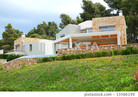 The luxury villa and green lawn, Halkidiki, Greece The luxury villa and green lawn, Halkidiki, Greece 13566199