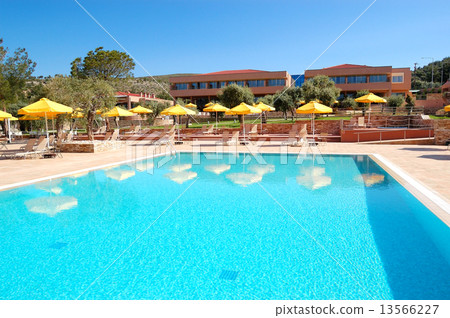 Swimming pool at the modern luxury hotel, Thassos island, Greece 13566227