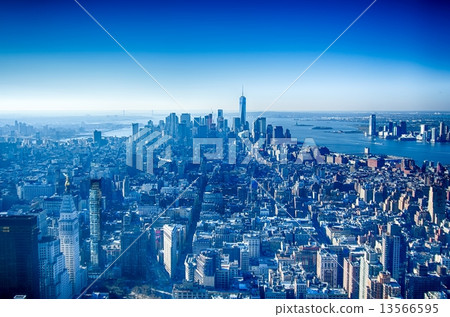 new york city manhattan skyline aerial 13566595