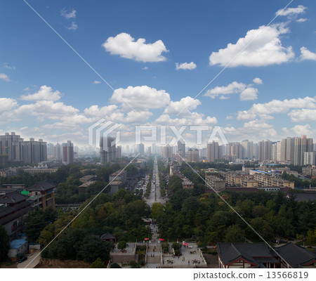 View of the city of Xian (Sian, Xi'an), Shaanxi province, China 13566819