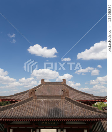 Roof decorations on the territory Giant Wild Goose Pagoda, Xian (Sian, Xi'an),Shaanxi province,China 13566883