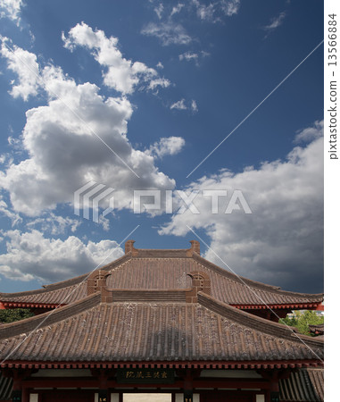 Roof decorations on the territory Giant Wild Goose Pagoda, Xian (Sian, Xi'an),Shaanxi province,China 13566884