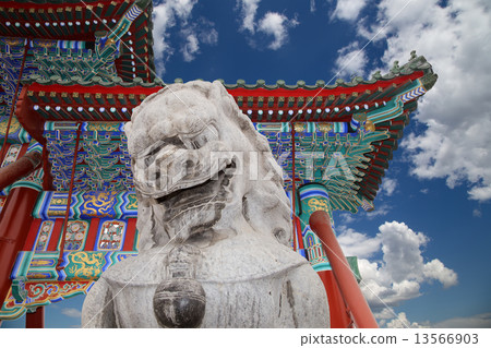 Stone Guardian Lion Statue in Beihai Park -- in Beijing, China Stone Guardian Lion Statue in Beihai Park -- in Beijing, China 13566903