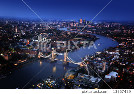 London aerial view with Tower Bridge, UK London aerial view with Tower Bridge, UK 13567459