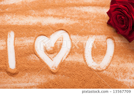Romantic message written with chocolate powder Romantic message written with chocolate powder 13567709