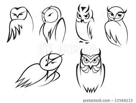 Owl bird icons in doodle sketch outline style Owl bird icons in doodle sketch outline style 13568213