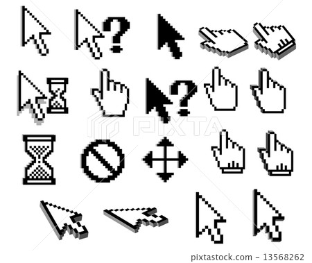 Pixel cursor icons in black and white 13568262