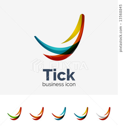 Modern tick abstract wave logo set Modern tick abstract wave logo set 13568845