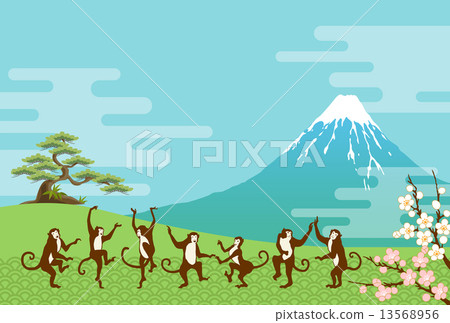Scenery with monkey and Mt. Fuji Scenery with monkey and Mt. Fuji 13568956