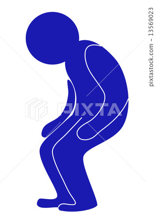 Illustration of the person whose waist was bent Blue left handed 13569023