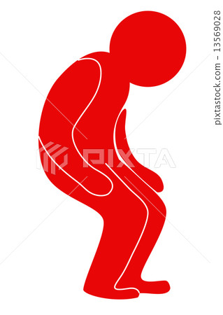 Illustration of a person whose bent waist Red red right 13569028