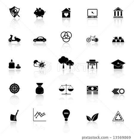 Sufficient economy icons with reflect on white background Sufficient economy icons with reflect on white background 13569869