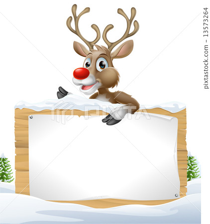 Reindeer Snowy Christmas Sign Reindeer Snowy Christmas Sign 13573264