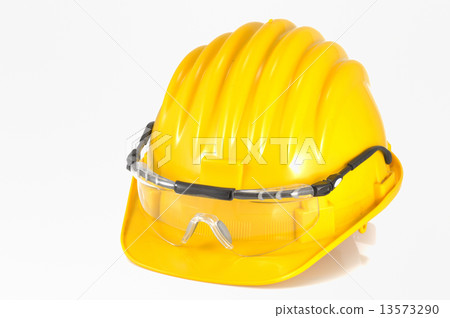 Yellow helmet isolated and glasses Yellow helmet isolated and glasses 13573290