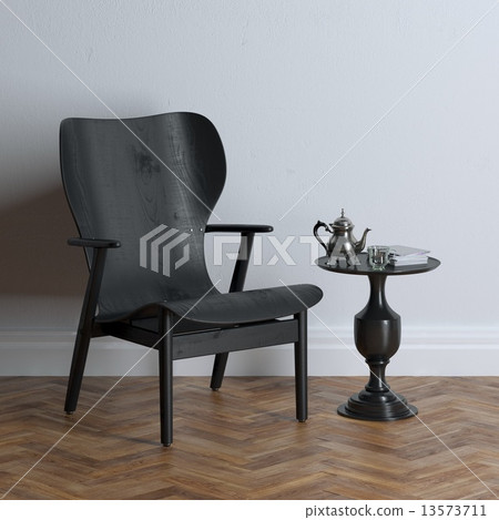 New black wooden chair in classic interior design 13573711