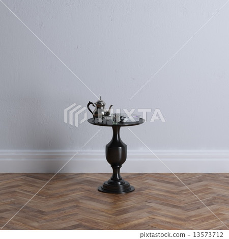Black wooden coffee table in luxury interior design with parquet Black wooden coffee table in luxury interior design with parquet 13573712