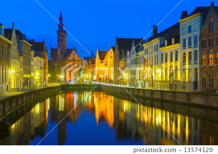 Jan Van Eyck Square and Canal Spiegel in Bruges, Belgium Jan Van Eyck Square and Canal Spiegel in Bruges, Belgium 13574120