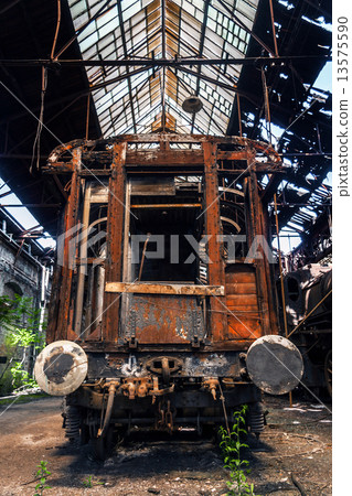Old trains at abandoned train depot Old trains at abandoned train depot 13575590