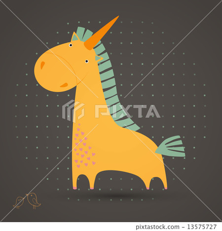 greeting card with cute unicorn 13575727