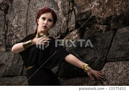 Girl and antique jewels 13575832