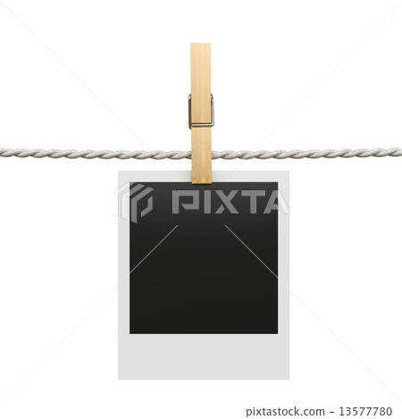 Polaroid photo frame with clothespin isolated on white backgroun Polaroid photo frame with clothespin isolated on white backgroun 13577780