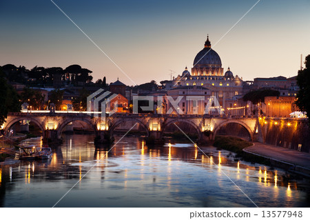 view on Tiber and St Peter Basilica in Vatican view on Tiber and St Peter Basilica in Vatican 13577948