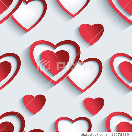 Seamless pattern with 3d hearts for Day Valentine 13578819