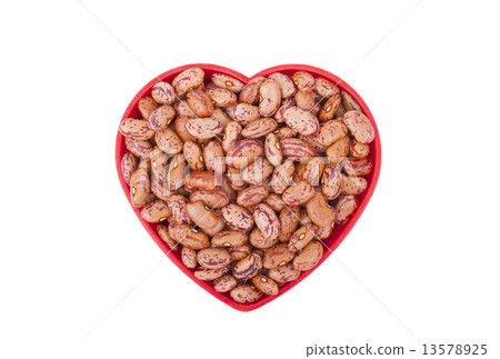 Plate with beans isolated on white background. 13578925