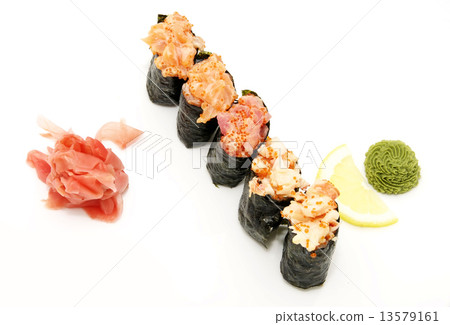 delicious seafood sushi at a Japanese restaurant delicious seafood sushi at a Japanese restaurant 13579161