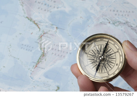 World map and compass 13579267