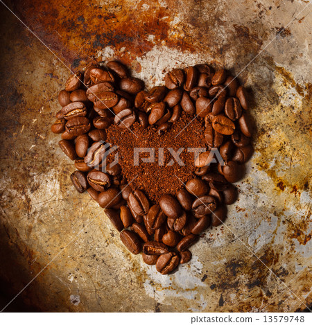 heart coffee made from coffee beans heart coffee made from coffee beans 13579748